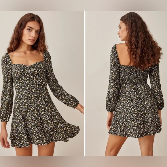 New! Reformation Mochi Long Sleeve Floral Mini Dress in Esprit 🪻🪻size 10 - Picture 2 of 16